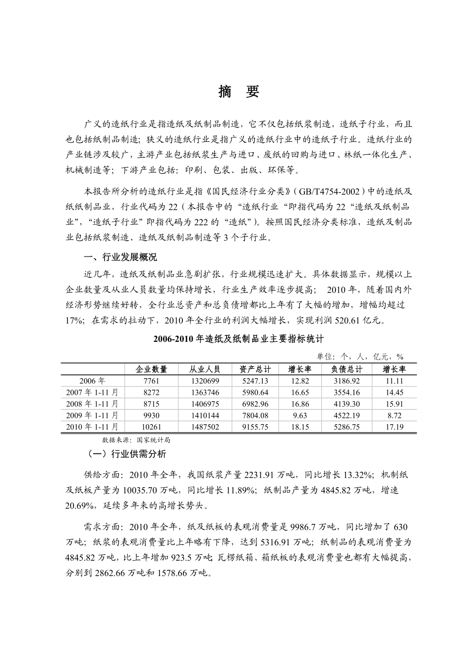 造纸行业发展风险可行性分析报告19338.doc_第1页