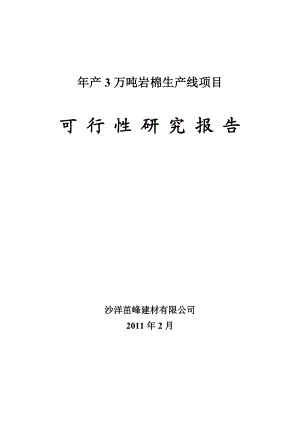 产3万吨岩棉绝热保温材料生产线项目可行性研究报告05630.doc