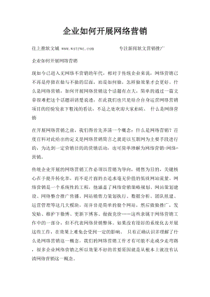 企业如何开展网络营销.docx