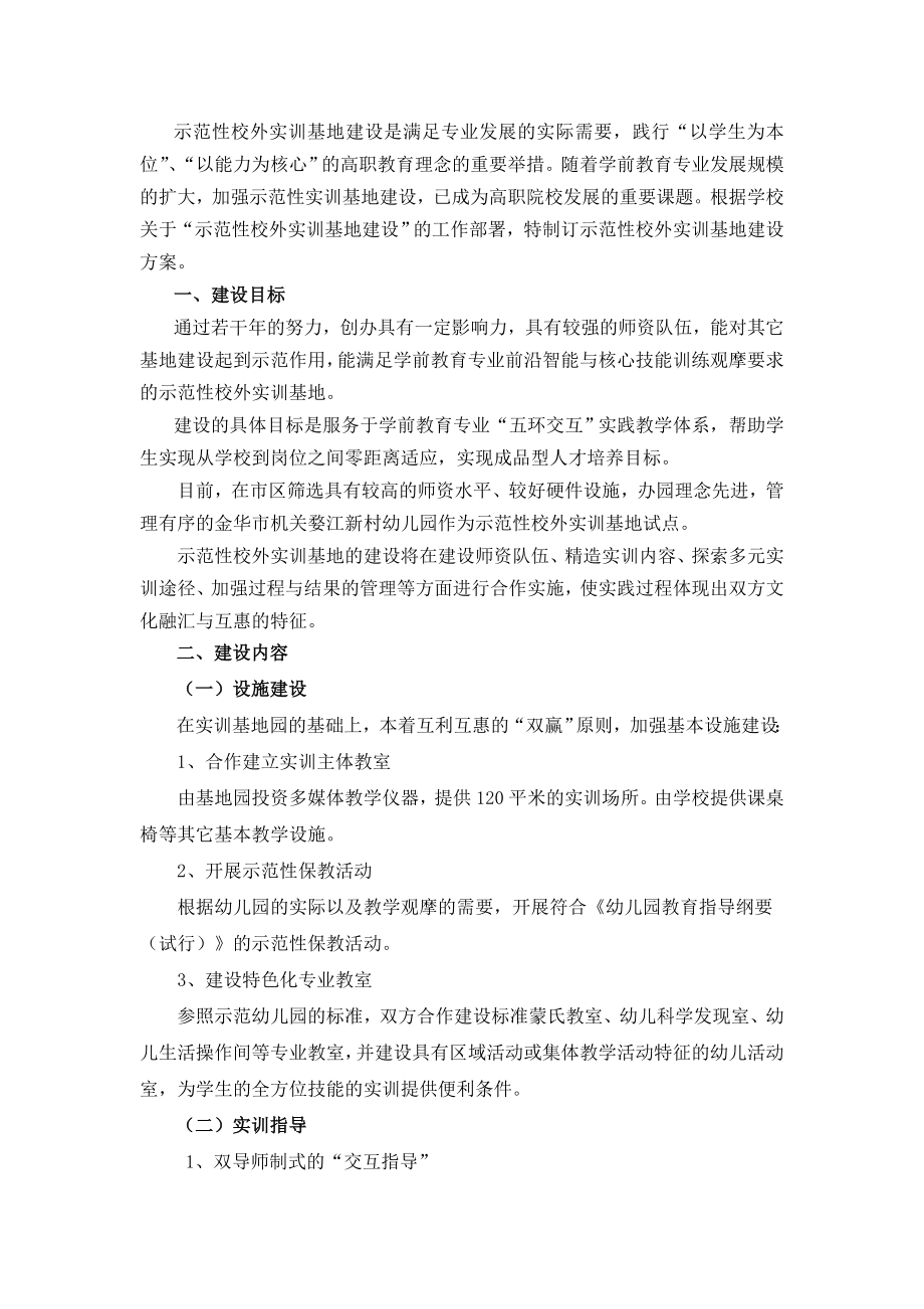 师范学院学前教育专业 示范性校外实训基地建设方案.doc_第1页