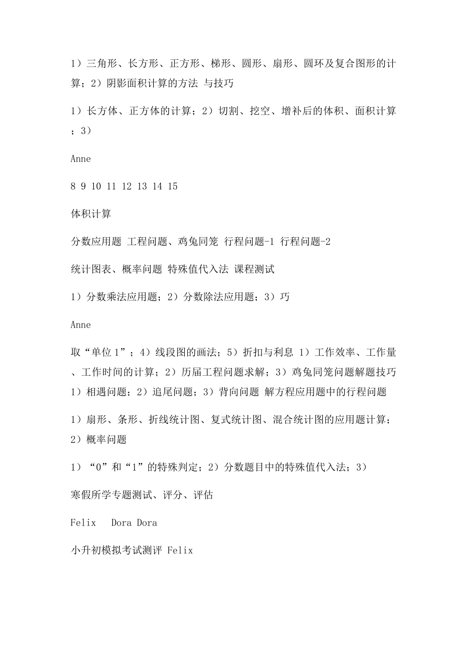 六年级 数学 寒假专题课程教学计划.docx_第2页