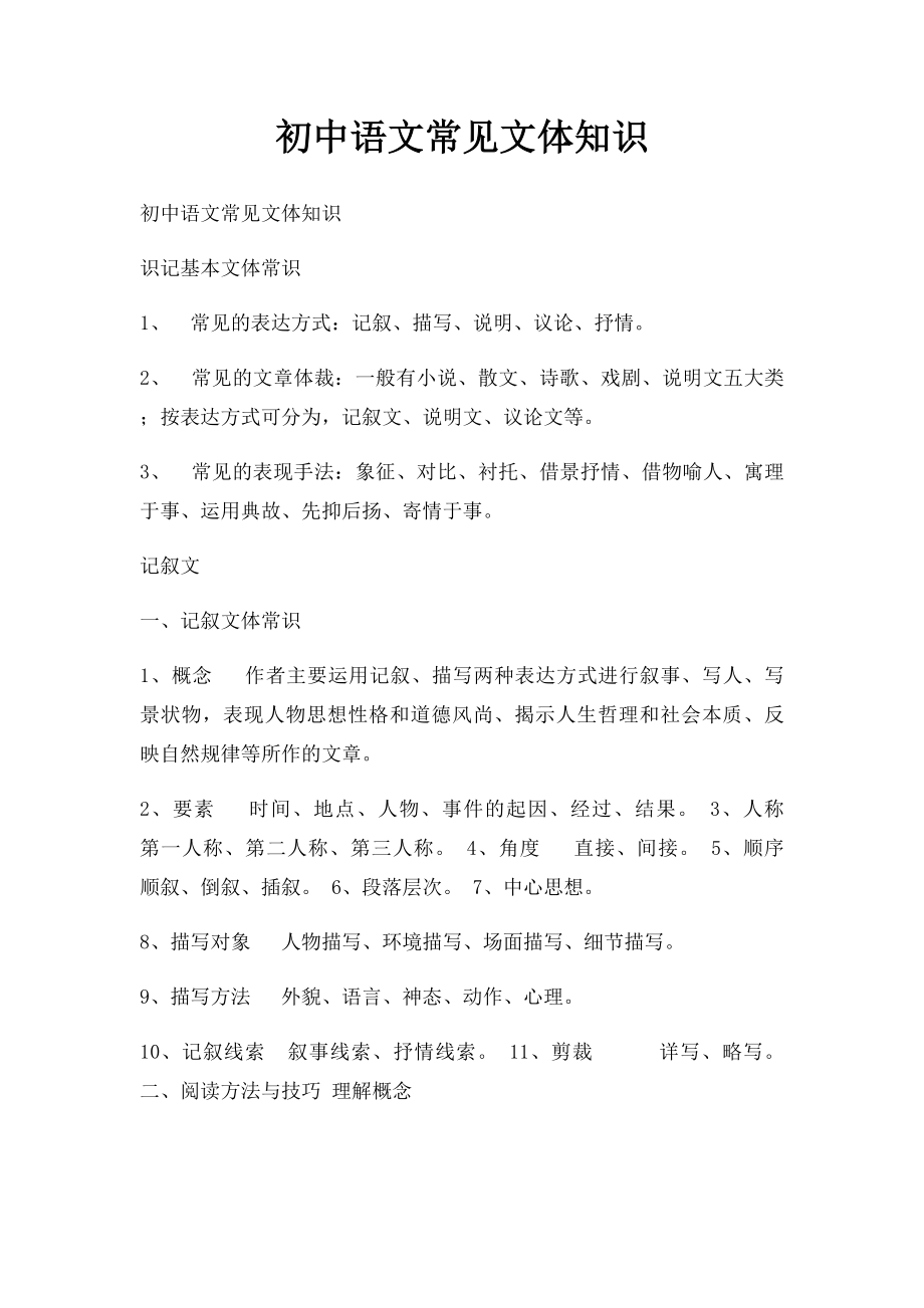 初中语文常见文体知识.docx_第1页