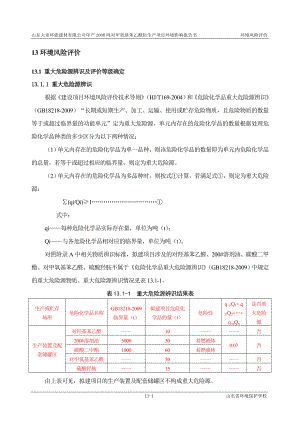 环境影响评价报告公示：对甲氧基苯乙醛肟生产项目13风险评价环评报告.doc