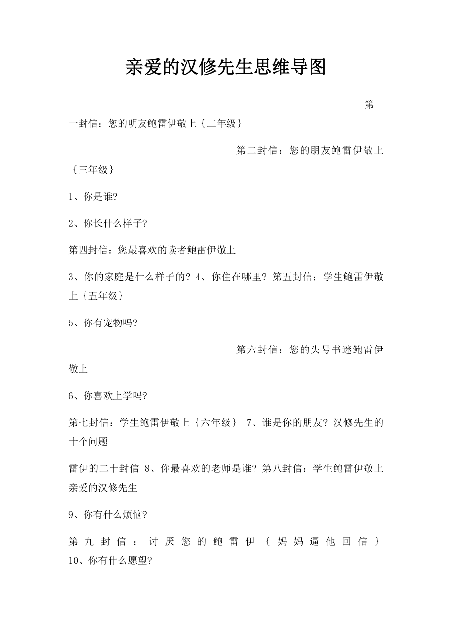 亲爱的汉修先生思维导图.docx_第1页