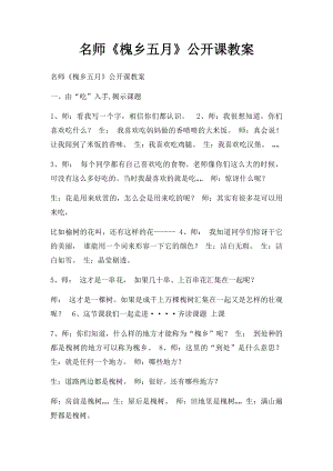 名师《槐乡五月》公开课教案.docx