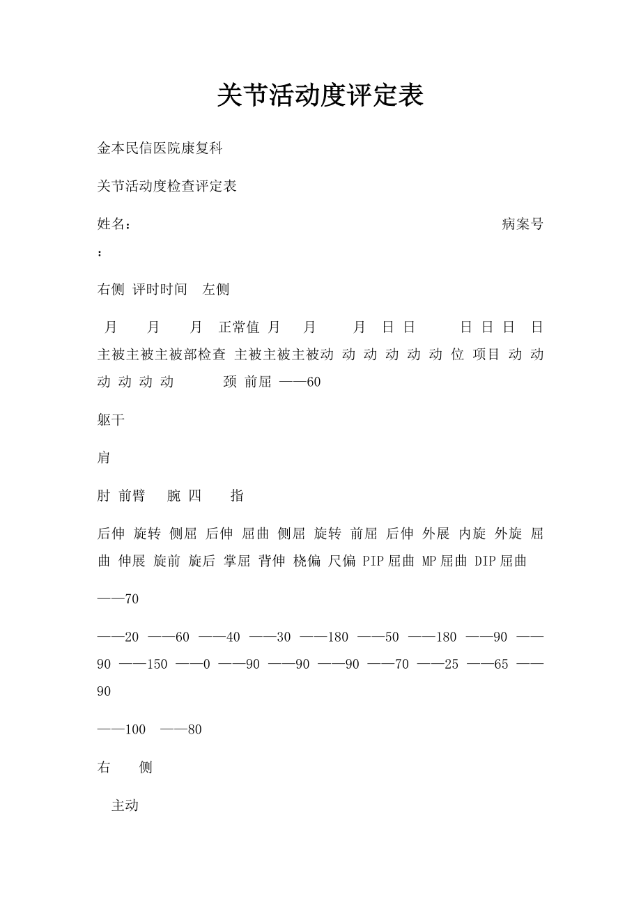 关节活动度评定表.docx_第1页