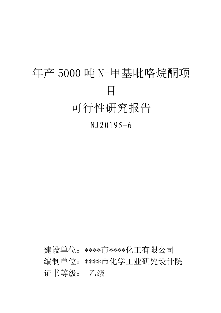 产5000吨N甲基吡咯烷酮项目可行性研究报告 .doc_第1页