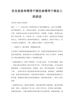 在全县宣布领导干部任命领导干部会上的讲话.docx