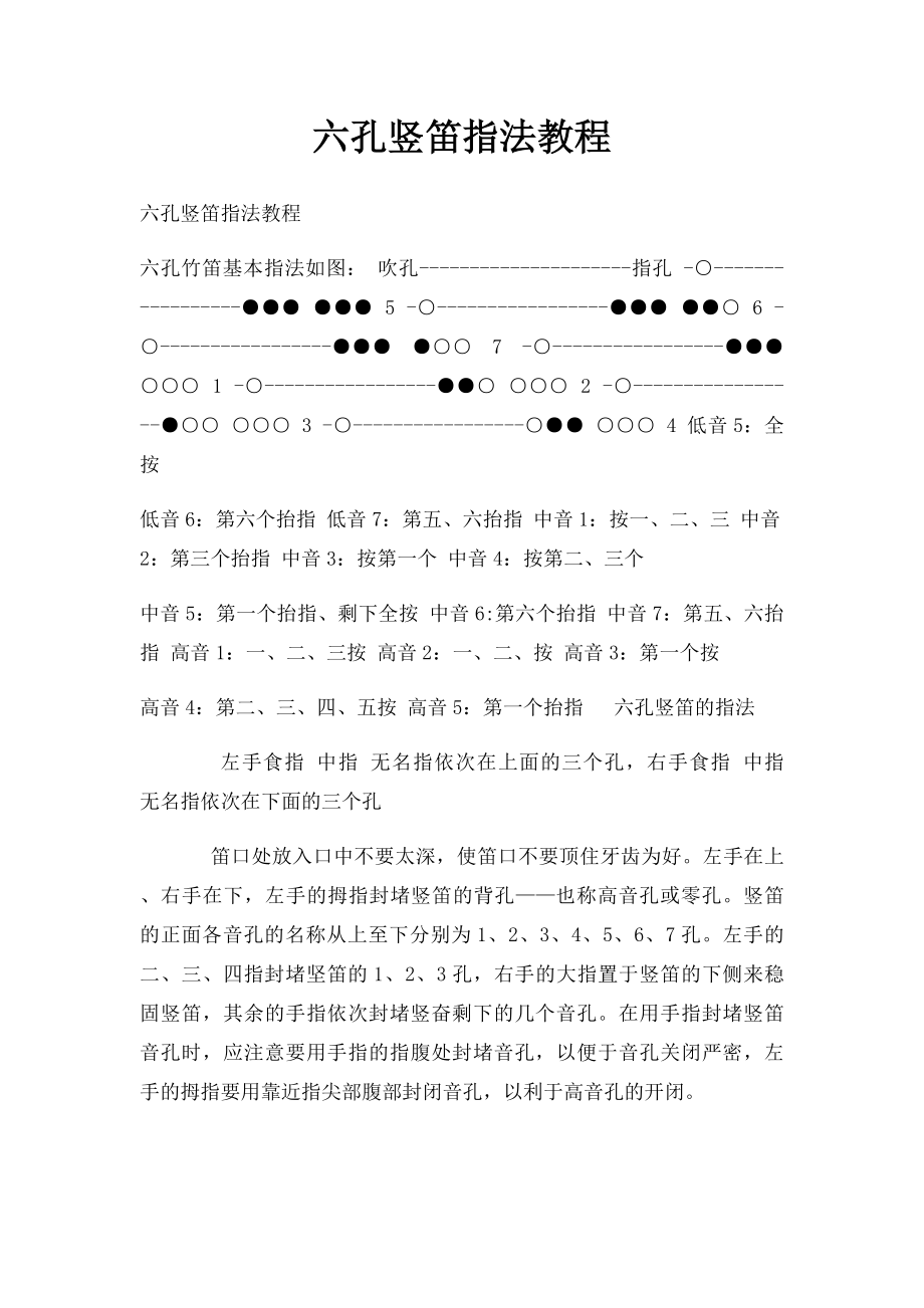 六孔竖笛指法教程.docx_第1页