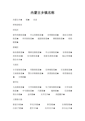 内蒙古乡镇名称.docx