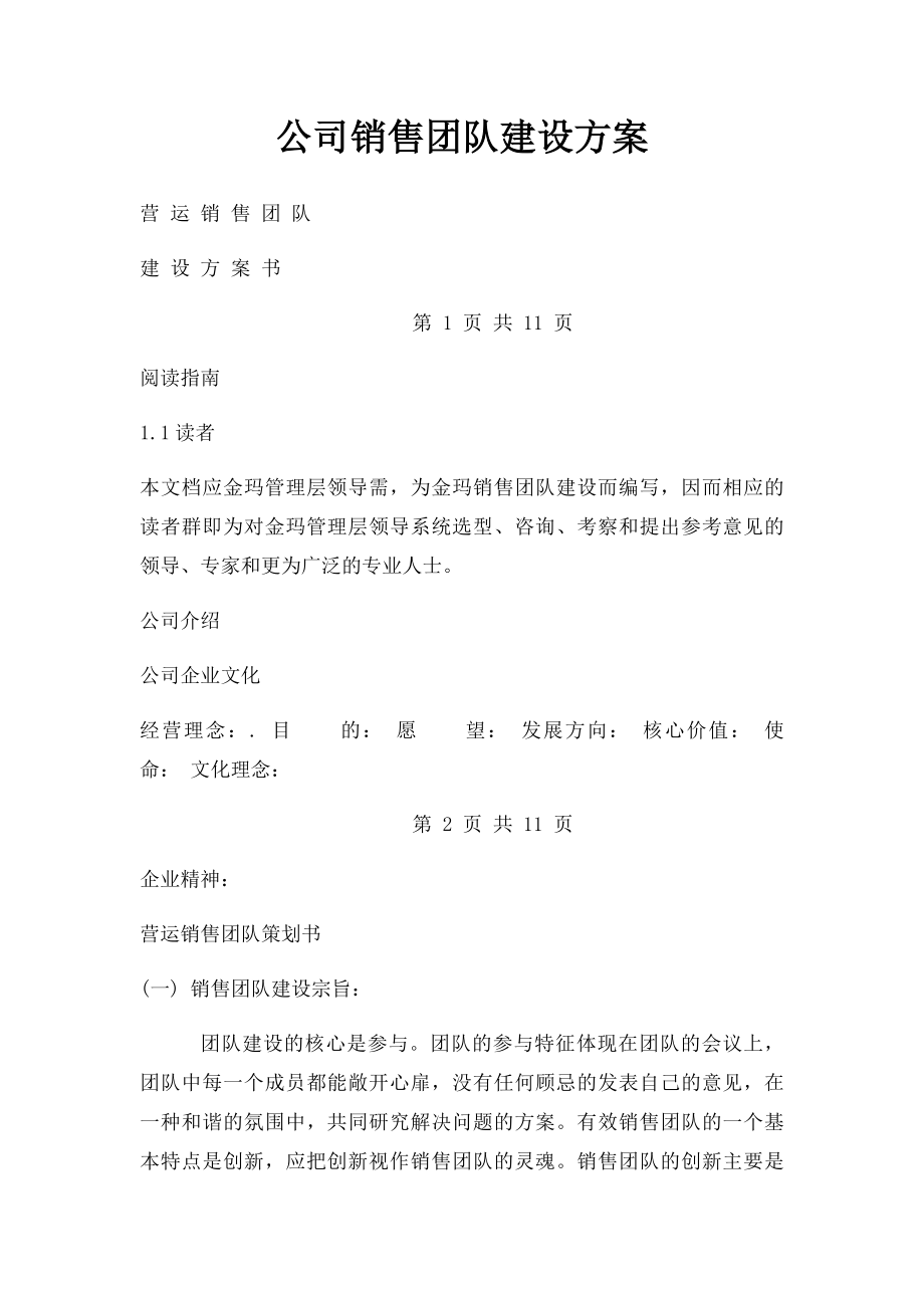 公司销售团队建设方案.docx_第1页