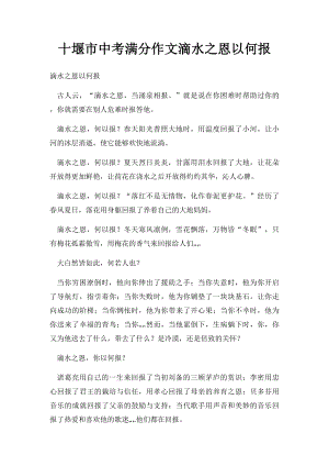 十堰市中考满分作文滴水之恩以何报.docx