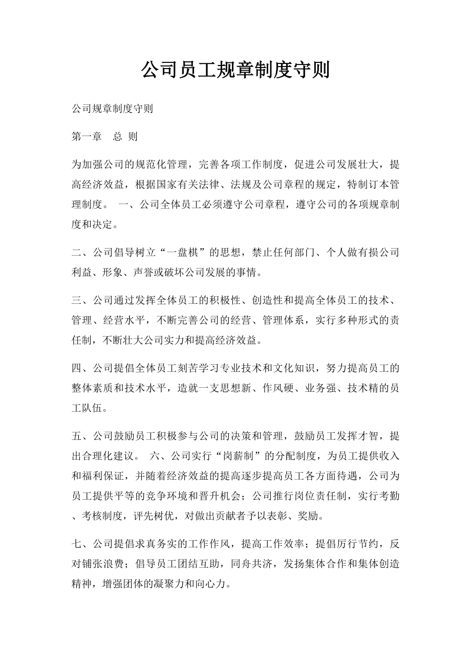 公司员工规章制度守则.docx_第1页