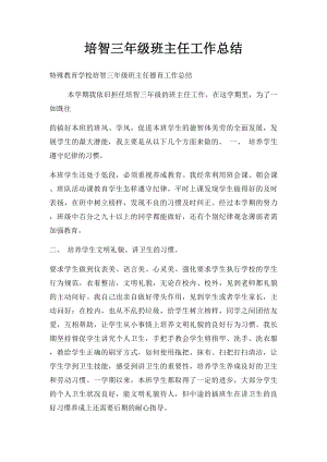 培智三年级班主任工作总结.docx