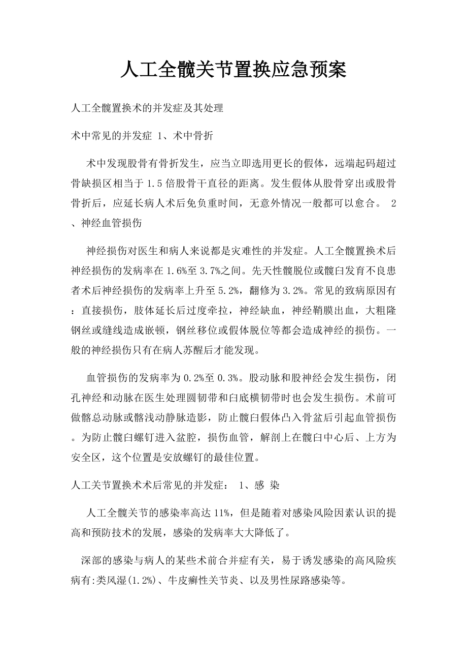 人工全髋关节置换应急预案.docx_第1页