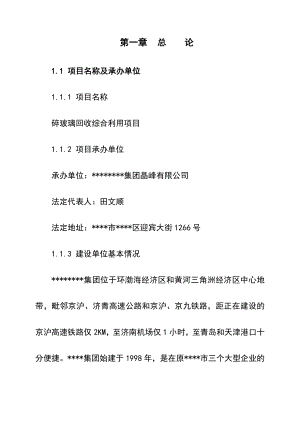 碎玻璃回收综合利用项目可行性研究报告.doc