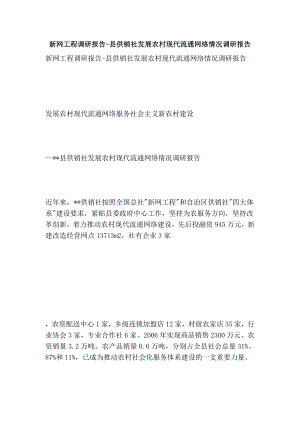 新网工程调研报告县供销社发展农村现代流通网络情况调研报告.doc