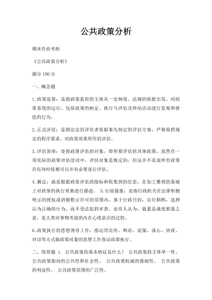 公共政策分析(1).docx