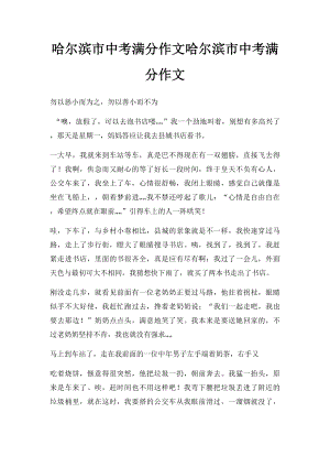 哈尔滨市中考满分作文哈尔滨市中考满分作文.docx