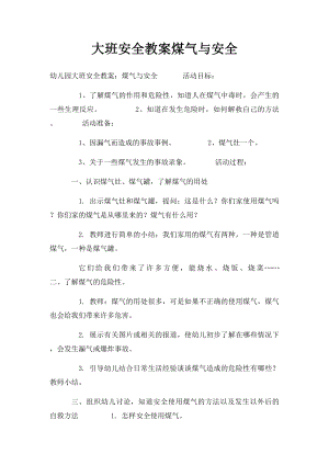 大班安全教案煤气与安全.docx