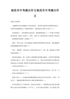 南昌市中考满分作文南昌市中考满分作文.docx