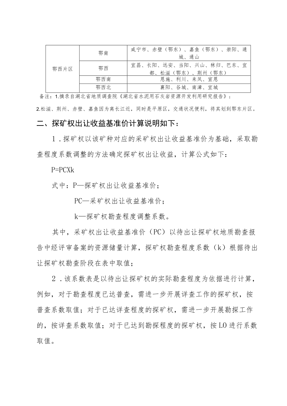 湖北省磷矿、煤矿、铁矿、水泥用灰岩矿矿业权出让收益基准价计算说明.docx_第2页