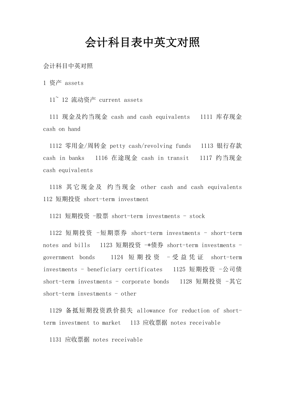 会计科目表中英文对照.docx_第1页