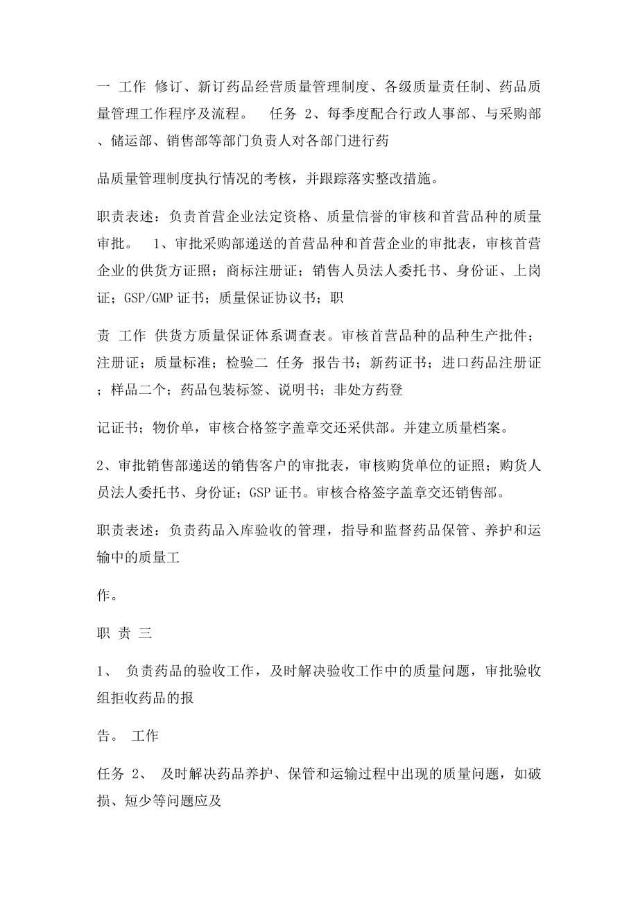 国药质管部部长岗位职责说明书.docx_第2页