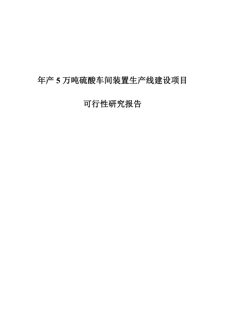 产5万吨硫酸车间装置生产线建设项目可行性研究报告.doc_第1页