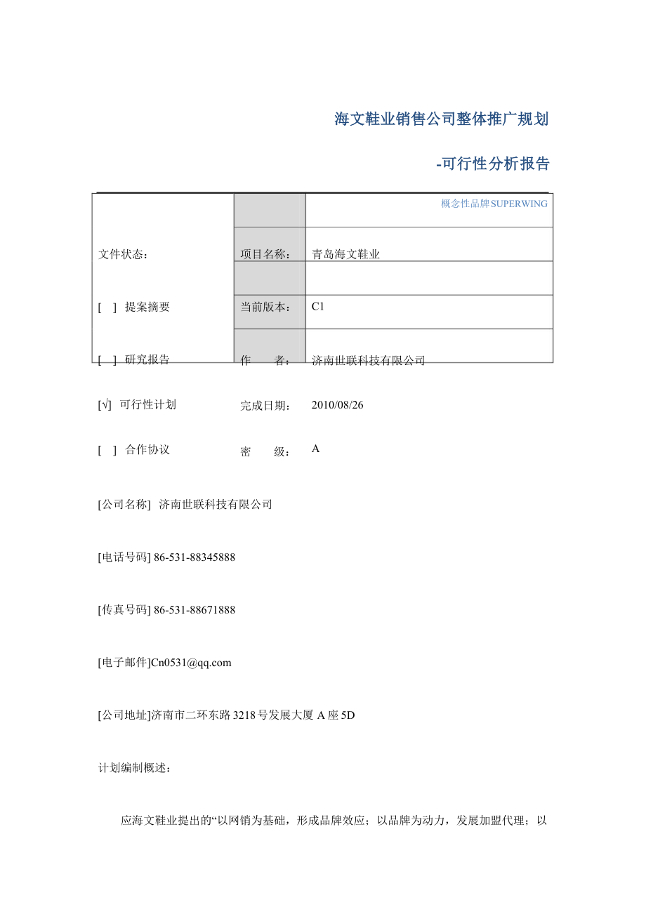 海文鞋业整体推广规划可行性研究报告.doc_第2页