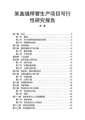 某直缝焊管生产项目可行性研究报告.doc