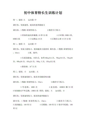 初中体育特长生训练计划(1).docx