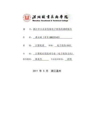 浙江中小企业发展电子商务的调研报告.doc