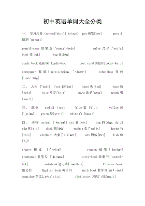 初中英语单词大全分类(1).docx