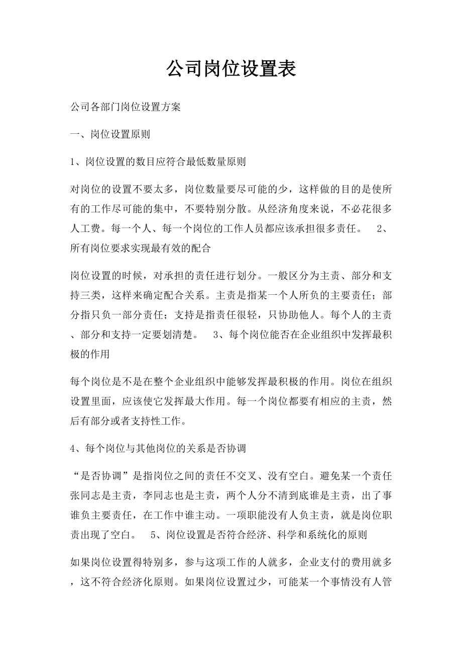 公司岗位设置表.docx_第1页