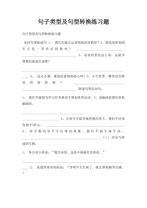 句子类型及句型转换练习题.docx