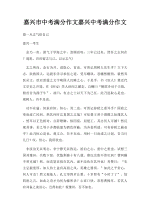 嘉兴市中考满分作文嘉兴中考满分作文.docx