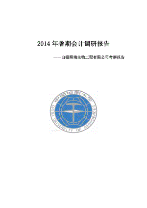 生物工程有限公司考察报告暑期会计调研报告.doc