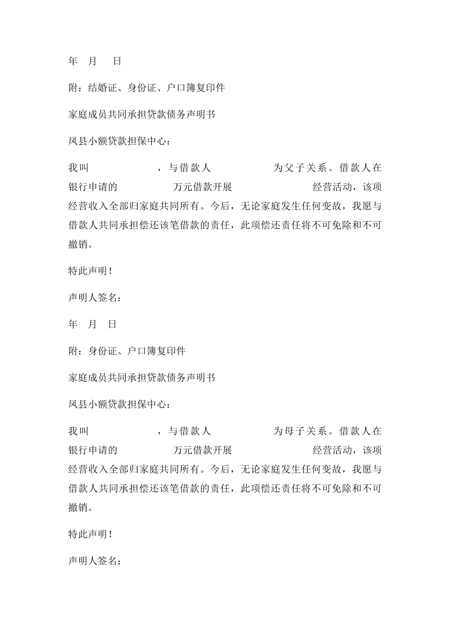 夫妻共同承担贷款债务声明书.docx_第2页