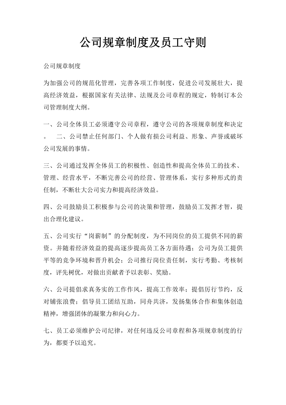 公司规章制度及员工守则.docx_第1页