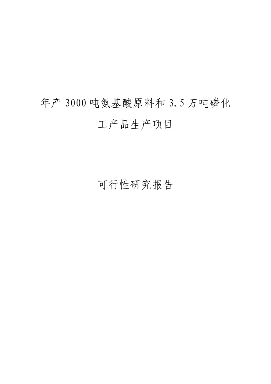 产3000吨氨基酸原料和3&#46;5万吨磷化工产品生产项目可行性研究报告（135页优秀可研报告）.doc_第1页