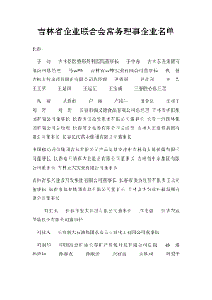 吉林省企业联合会常务理事企业名单.docx