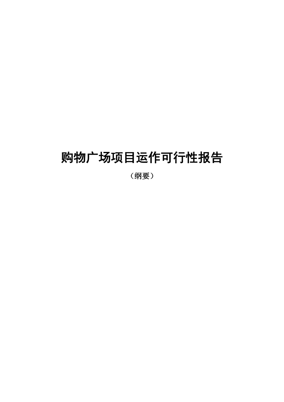 购物中心项目运作可行性报告（纲要） .doc_第1页