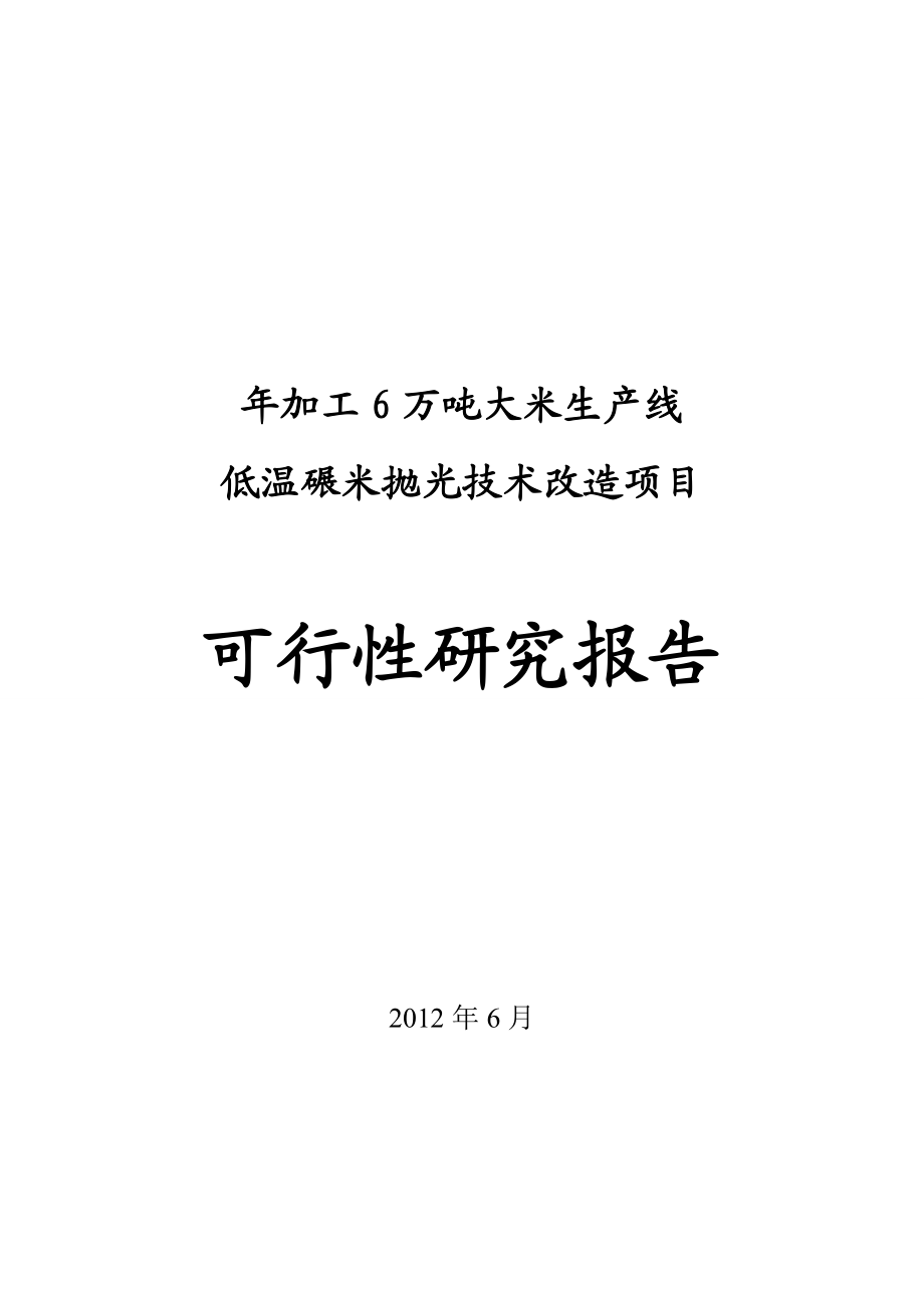 加工6万吨大米生产线技术改造项目可行性研究报告.doc_第1页