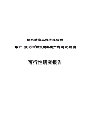 产800万平方米防水材料生产线建设项目可行性研究报告.doc