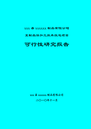 豆制品深加工技术改造项目可行性研究报告 .doc