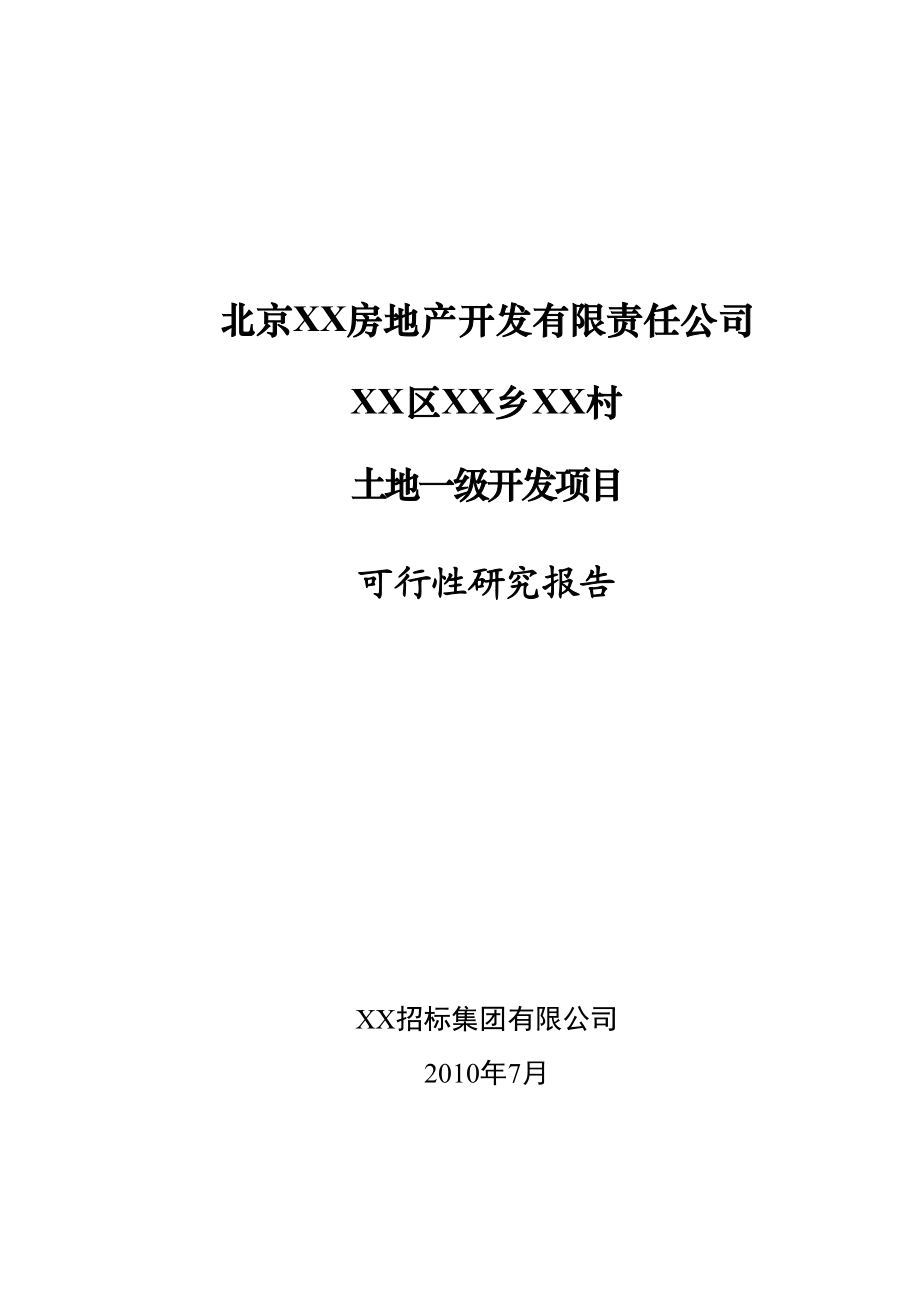 某某村土地一级开发项目可行性研究报告.doc_第1页