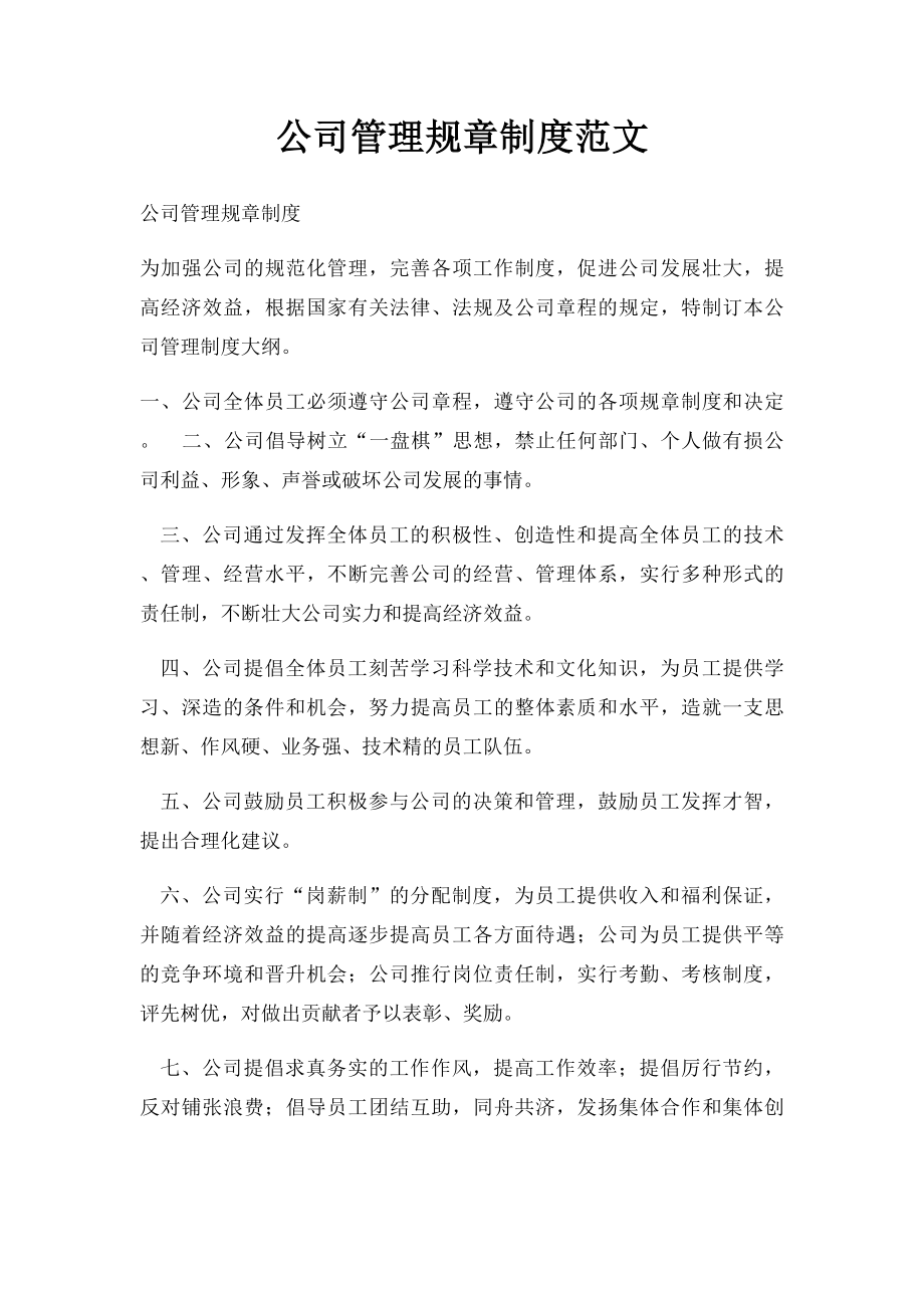 公司管理规章制度范文.docx_第1页