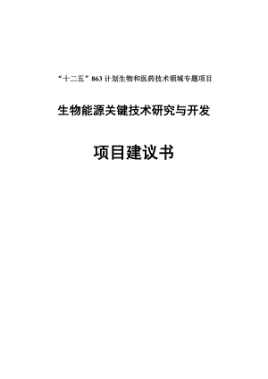 生物能源关键技术研究与开发项目建议书.doc