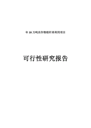 产20万吨农作物秸秆再利用建设项目可行性研究报告.doc